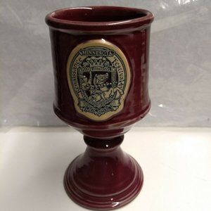 1996 Embossed Pottery GOBLET KNIGHT ON HORSE 26TH Annual Maroon Goblet  7.5 h
